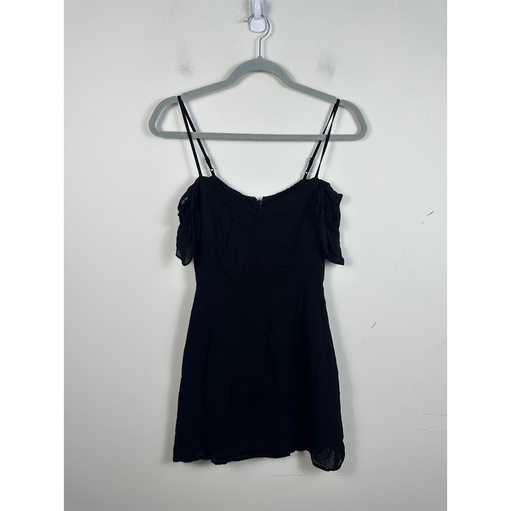 Reformation Mini Dress Womens 4 Black Excellent Cold Shoulder Flutter Sleeve USA